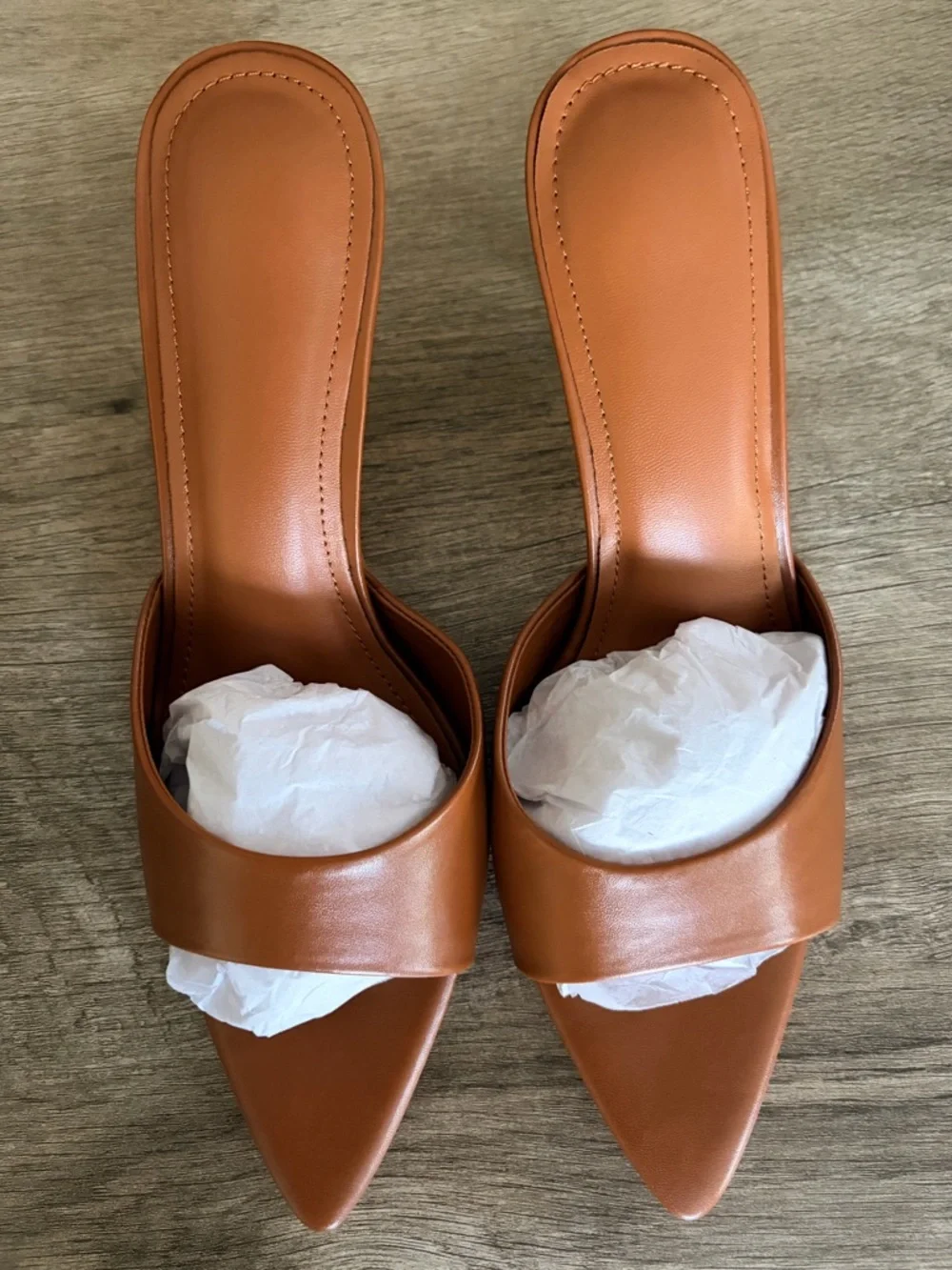 Womens Open-Toe Slide Heels in Brown - Picture 6 of 6